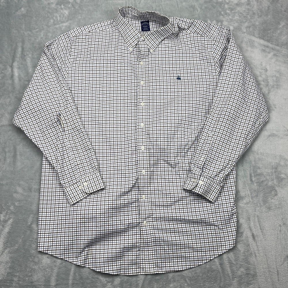 Brooks Brothers Dress Shirt Men 3XLT Multi Gingham Non-Iron Collared Button Down